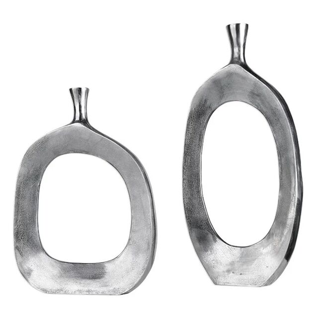 Jarrón de Aluminio, Jarrón de Flores, Jarrón de Hierro, Jarrón de Metal, Jarrón - Talla L: 17.15x13.97x49.53 cm - Talla S: 12.7x12.07x40.64 cm