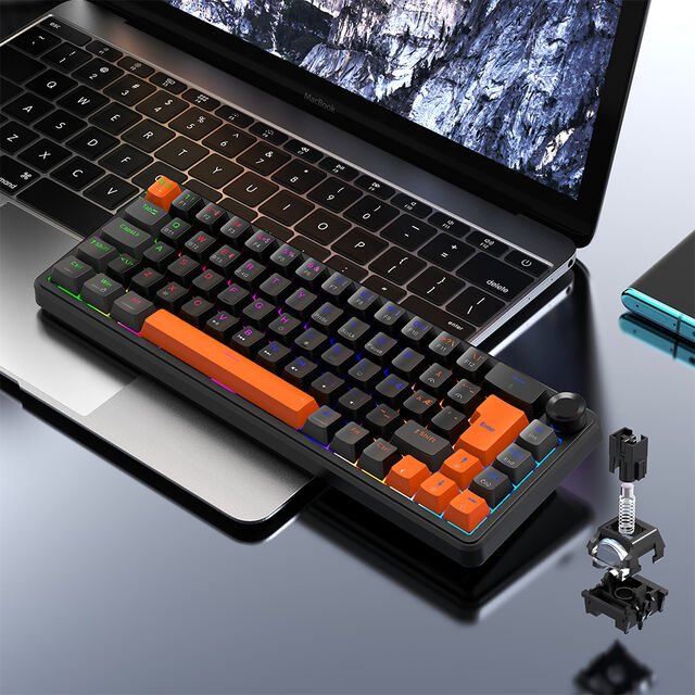 Clavier Mécanique 66% Full Black 2025, Plaque en Aluminium, Touches à Double Injection, Taux d'Interrogation 8KHz RT 0.02mm, Éclairage RGB