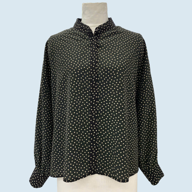 OEM Bluse mit Polka Dots, Knopfleiste und langen Ärmeln - Damenbluse im Relaxed Fit für Smart Casual und Berufskleidung