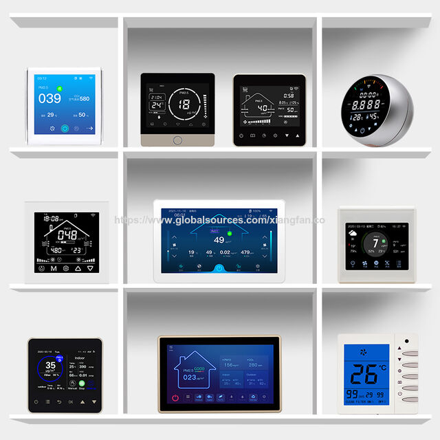 Thermostat d'ambiance numérique WiFi HVAC FCU avec contrôle de la température et affichage du CO2 PM2.5, Thermostat intelligent Tuya pour climatiseur