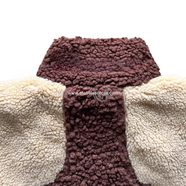 Casaco de Inverno Masculino Personalizado de Sherpa Sintético Pesado 100% Poliéster, Tamanho Grande com Bloco de Cores, Gola Alta Unissex, Zíper e Bainha Ajustável