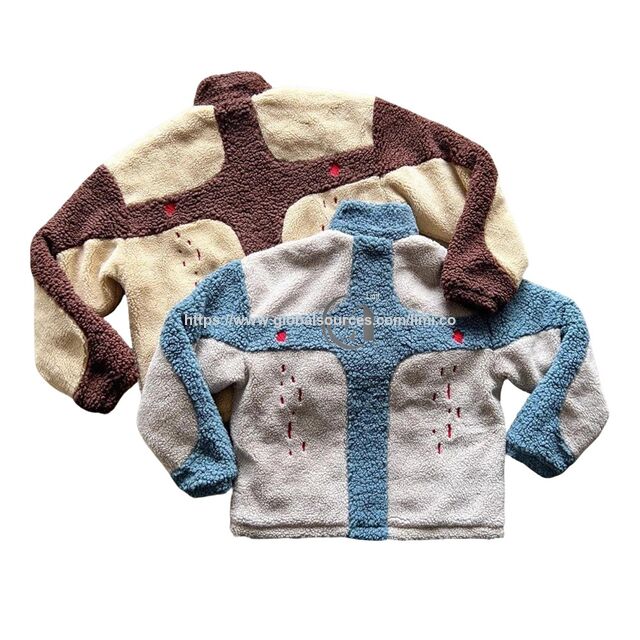 Casaco de Inverno Masculino Personalizado de Sherpa Sintético Pesado 100% Poliéster, Tamanho Grande com Bloco de Cores, Gola Alta Unissex, Zíper e Bainha Ajustável