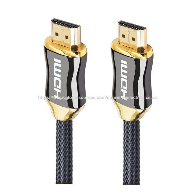Kabel HDMI 2.1 Kualitas Ultra Tinggi, Casing Seng Krom Hitam dengan Label Sertifikasi Ultra untuk HDTV, Monitor, PlayStation, dll.