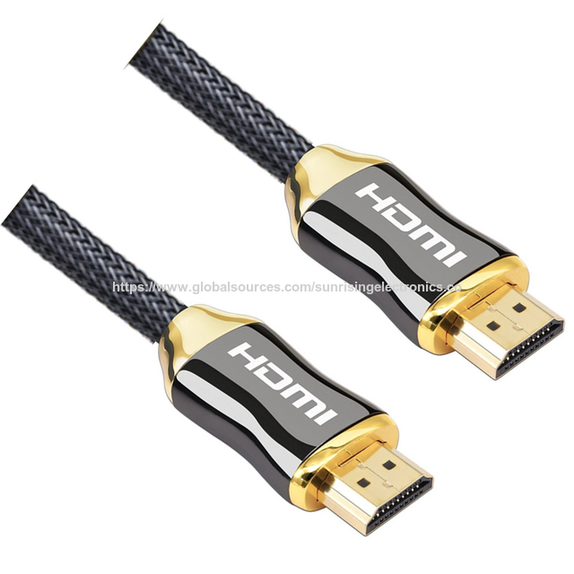 Kabel HDMI 2.1 Kualitas Ultra Tinggi, Casing Seng Krom Hitam dengan Label Sertifikasi Ultra untuk HDTV, Monitor, PlayStation, dll.