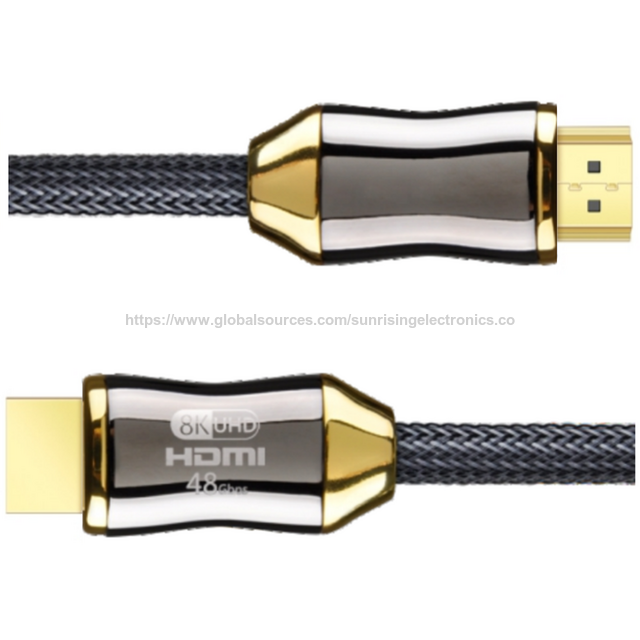 Kabel HDMI 2.1 Kualitas Ultra Tinggi, Casing Seng Krom Hitam dengan Label Sertifikasi Ultra untuk HDTV, Monitor, PlayStation, dll.