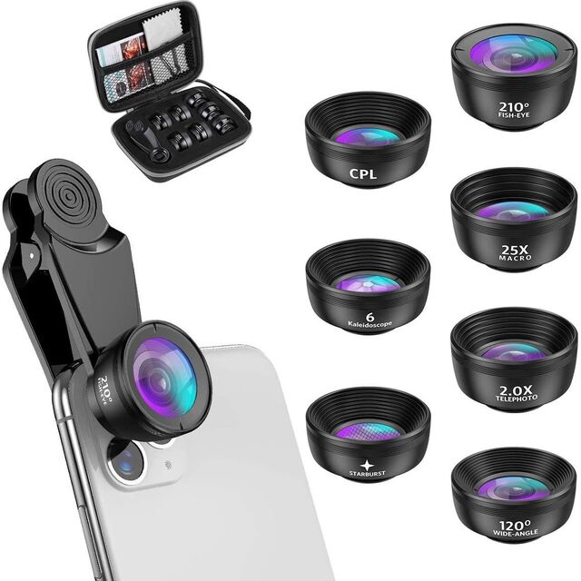 High-Definition 7-in-1 Telekonverterobjektiv, Weitwinkel, Makro, Fisheye Universal 10-in-1 Handy-Objektiv-Kit