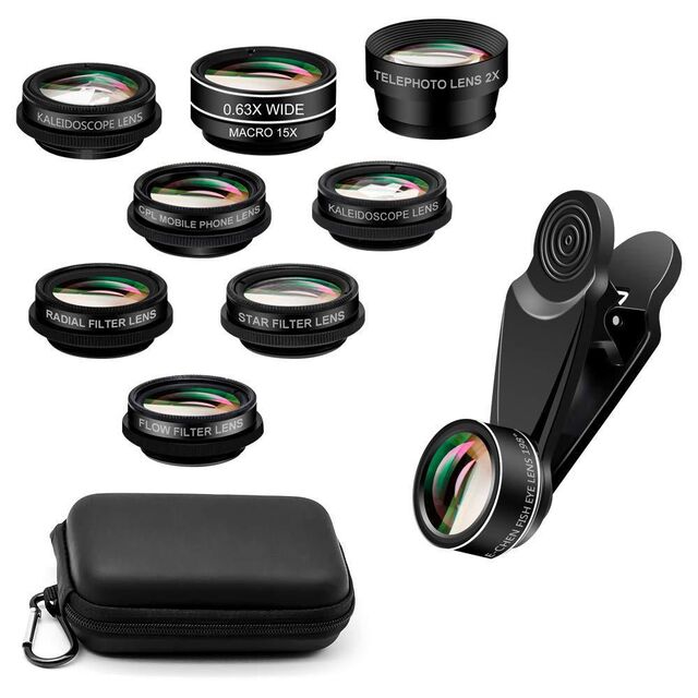 High-Definition 7-in-1 Telekonverterobjektiv, Weitwinkel, Makro, Fisheye Universal 10-in-1 Handy-Objektiv-Kit