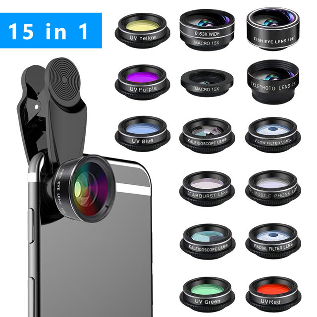 High-Definition 7-in-1 Telekonverterobjektiv, Weitwinkel, Makro, Fisheye Universal 10-in-1 Handy-Objektiv-Kit
