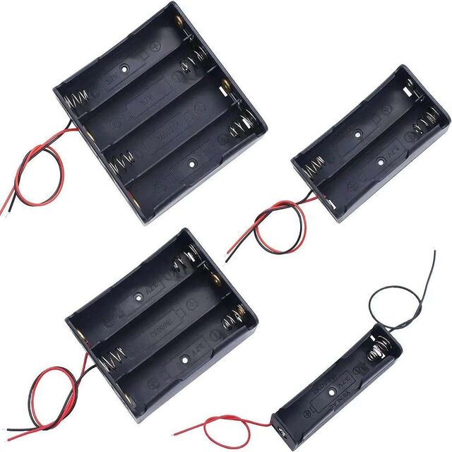 Portapilas 18650 de 3 celdas con conector CC, portapilas 18650 con conector CC de 2,1 mm/2,5 mm, material de contacto de latón para aplicaciones de alimentación