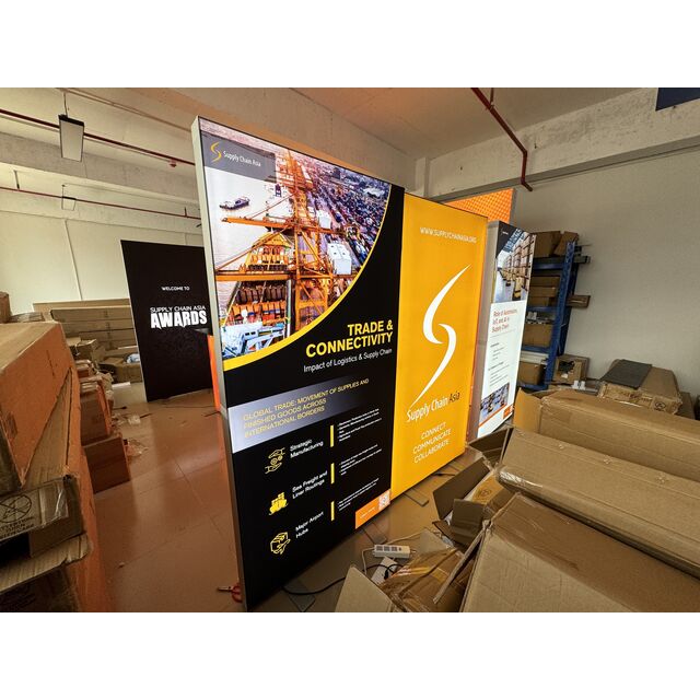 شاشات عرض معارض جدار نسيج SEG LED 3x3 متر، تصميم معياري، تركيب بدون أدوات في عشر دقائق
