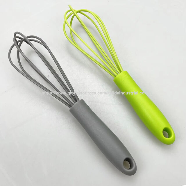 Mini batedor de silicone de alta qualidade para crianças, batedor de ovos revestido de silicone, utensílio de batedor com cabo de plástico