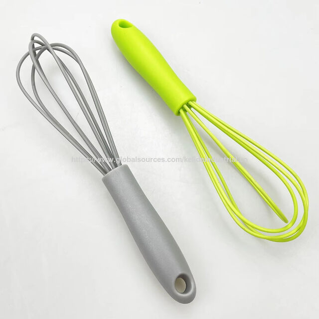 Mini batedor de silicone de alta qualidade para crianças, batedor de ovos revestido de silicone, utensílio de batedor com cabo de plástico