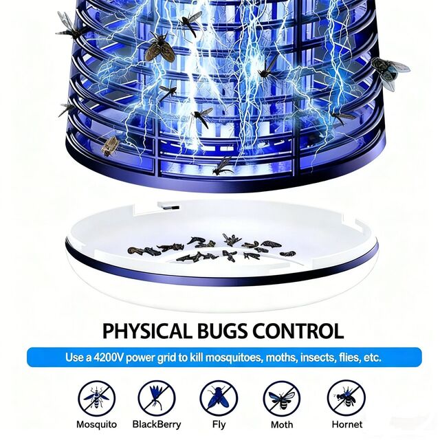 Lâmpada elétrica mata-mosquitos, UV à prova d'água IPX4, lâmpada elétrica física mata-mosquitos de plugue direto de 15W