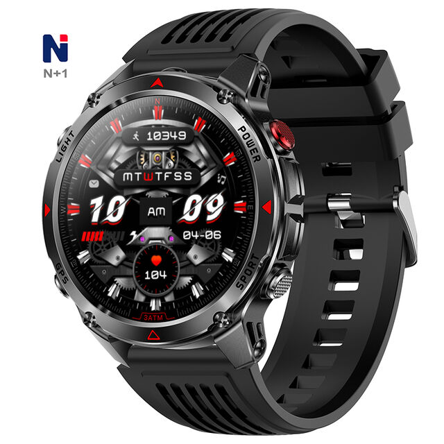 ساعة NTC11 الذكية الرياضية مع نظام تحديد المواقع GPS، شاشة عالية الدقة، بوصلة، ضغط جوي، ارتفاع، مقاومة للماء 3ATM