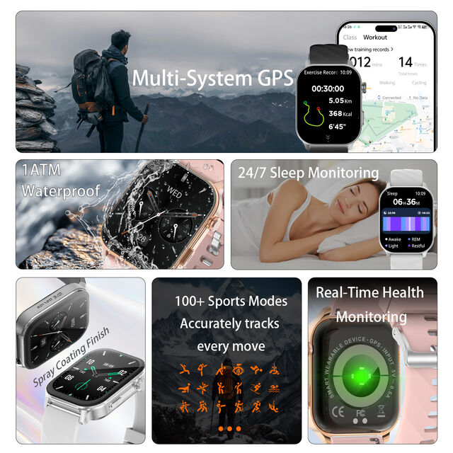 ساعة ذكية عالية الأداء NJJ15 مع نظام تحديد المواقع GPS، بوصلة، ترميز، زر دوار، مكالمات، صحة، رياضات - Eeloj Inteligente