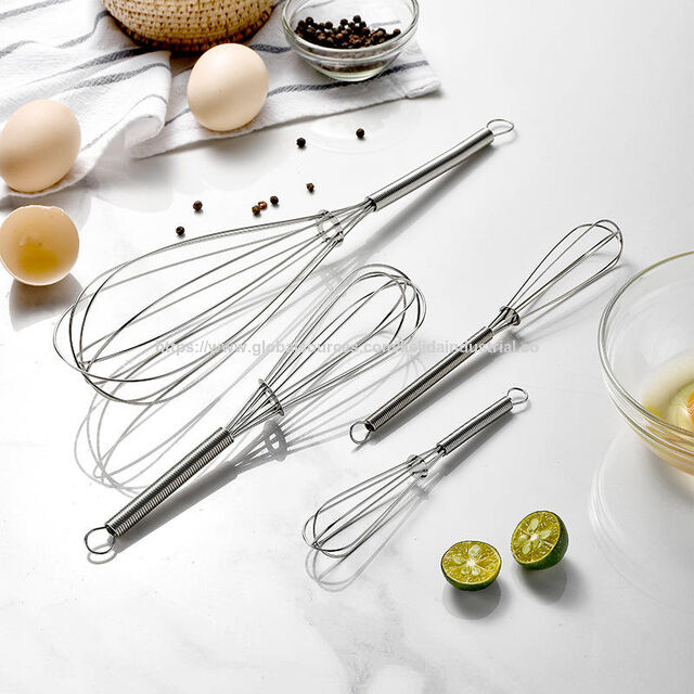 Batedor de arame manual de aço inoxidável com cabo antiderrapante, multiuso e ecológico para cozinha