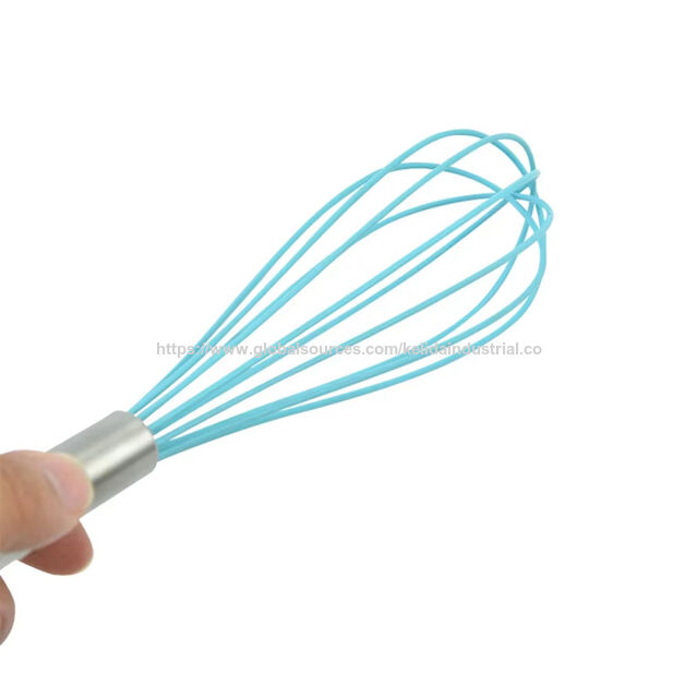 Batedor de Ovos Manual para Cozinha, Misturador de Aço Inoxidável com Cabo de Silicone, Método de Bater Manual para Panificação