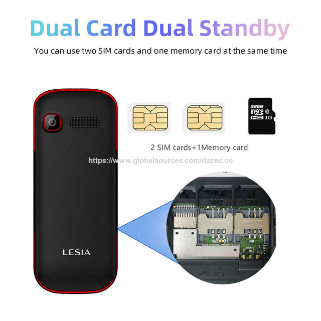 Telefone Básico Dual SIM em Barra Colorido em Estoque com Bateria Grande e Alto-falante Lesia, Ideal para Idosos/Crianças