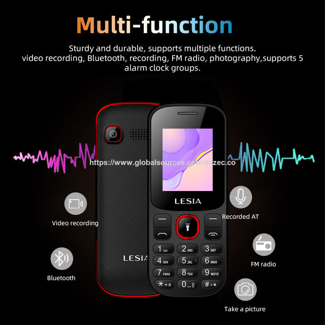 Telefone Básico Dual SIM em Barra Colorido em Estoque com Bateria Grande e Alto-falante Lesia, Ideal para Idosos/Crianças
