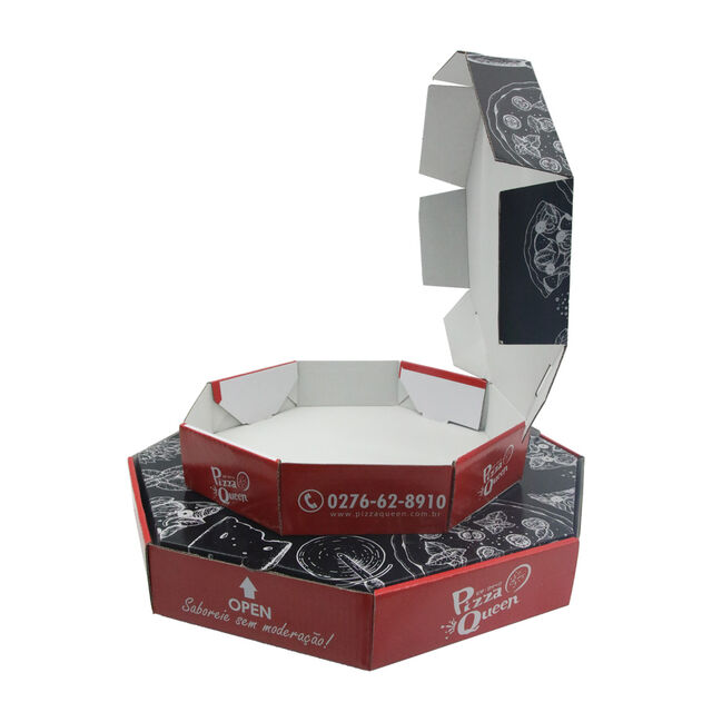 Boîtes à pizza octogonales avec logo et impression personnalisée, écologiques, à emballage personnalisé et à livraison rapide