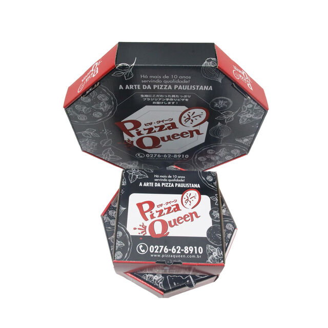 Boîtes à pizza octogonales avec logo et impression personnalisée, écologiques, à emballage personnalisé et à livraison rapide