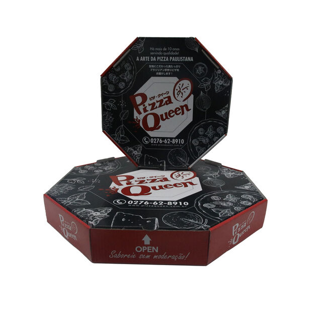 Boîtes à pizza octogonales avec logo et impression personnalisée, écologiques, à emballage personnalisé et à livraison rapide