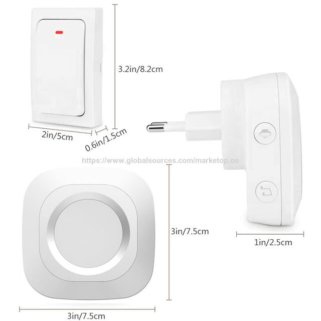 Timbre Inalámbrico Cinético - Sin Batería - Impermeable IP44 - 36 Melodías - 4 Niveles de Volumen - Ampliable hasta 6 Receptores