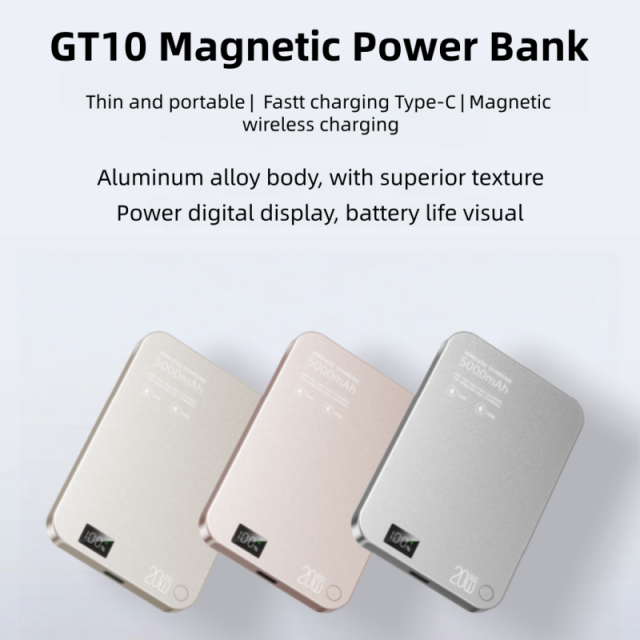 2026 Nuevo Cargador Portátil Inalámbrico Magnético Ultra Delgado de 5000mAh 10000nAg Plateado, Mini Power Bank Portátil para Viajes para iPhone 17 16
