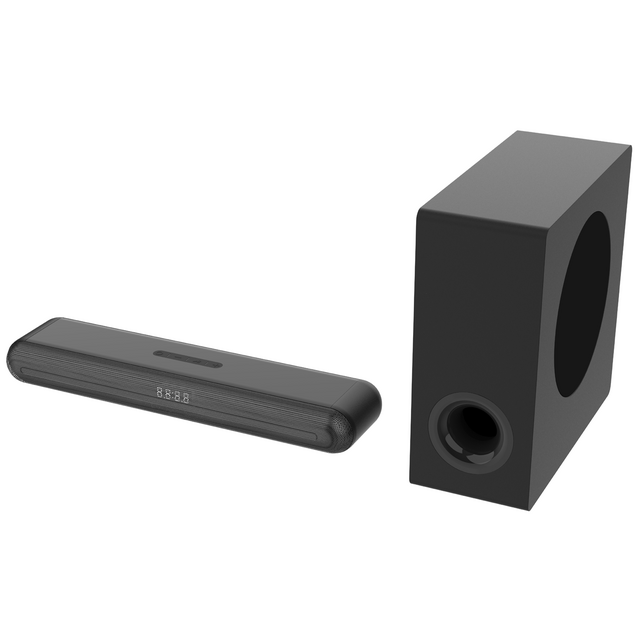 Nueva y conveniente barra de sonido delgada 2.1CH de 80W con subwoofer cableado para uso doméstico y de oficina