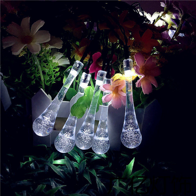 Bunte Regentropfen-Lichterkette, wasserdicht, Weihnachtsdekoration für Garten, Außenbereich, Solar- oder Batteriebetrieb