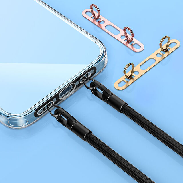 Cordão Ultrafino de Aço Inoxidável para Celular com Fivelas Duplas, Conector Anti-Perda Durável, Alça de Laço de Dedo para Celular