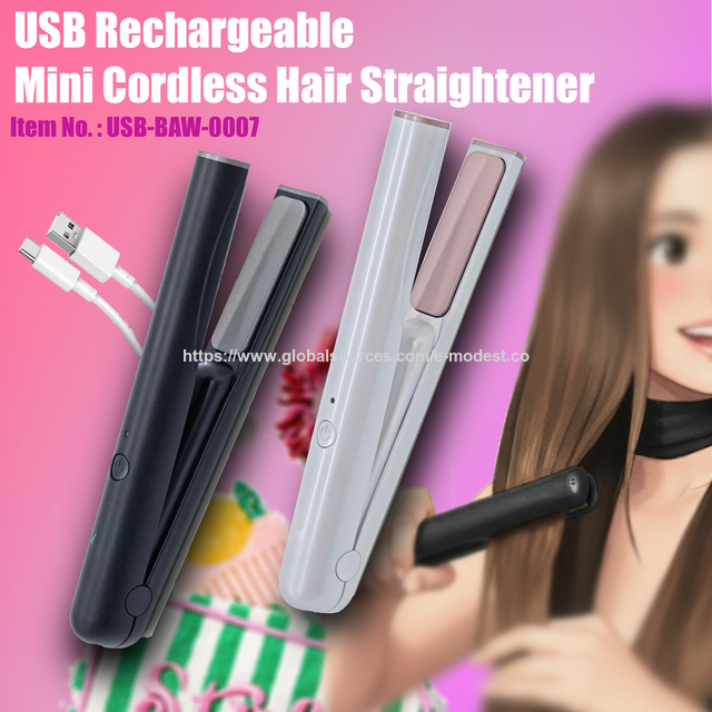 Wiederaufladbares Mini-Haarglätteisen USB Wiederaufladbares Haarglätteisen in tragbarer Größe - Kabelloses, wiederaufladbares Glätteisen