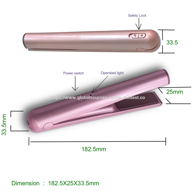 Wiederaufladbares Mini-Haarglätteisen USB Wiederaufladbares Haarglätteisen in tragbarer Größe - Kabelloses, wiederaufladbares Glätteisen