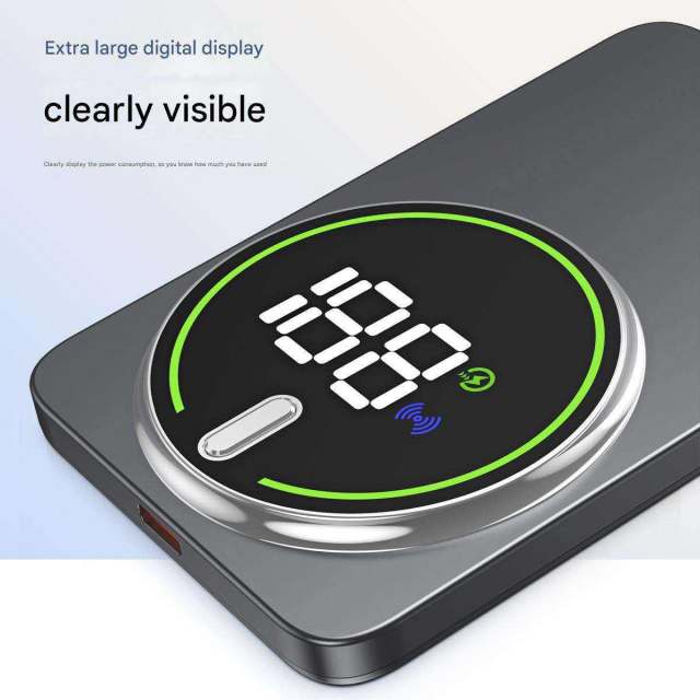 ODM 5000mAh CB Mini Powerbank Portátil Delgado de Aluminio, Cargador de Teléfono Inalámbrico Magnético de 20W con Pantalla Digital