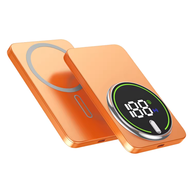 ODM 5000mAh CB Mini Powerbank Portátil Delgado de Aluminio, Cargador de Teléfono Inalámbrico Magnético de 20W con Pantalla Digital