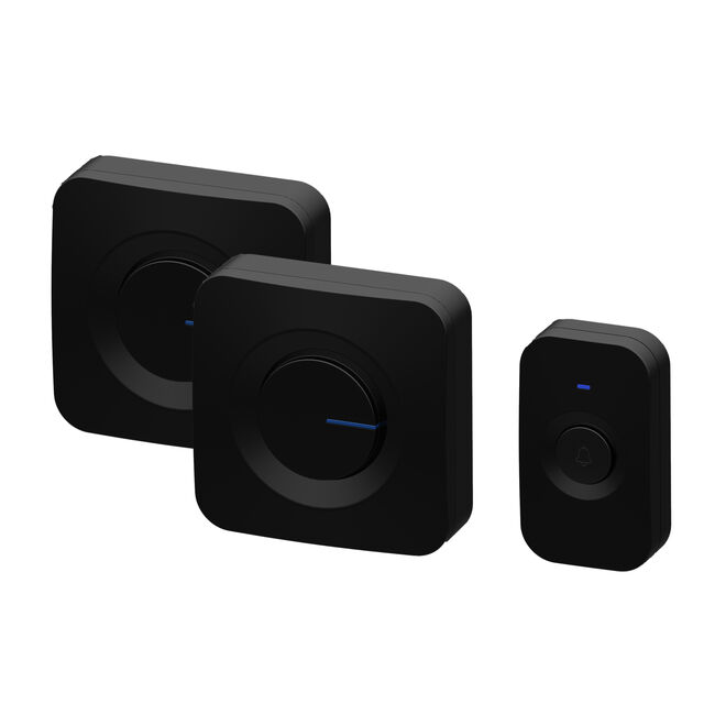 Timbre Inalámbrico, Alcance de hasta 305 metros con 2 Receptores Enchufables, 1 Botón Pulsador Impermeable, 64 Melodías, Sonido Fuerte de 110dB
