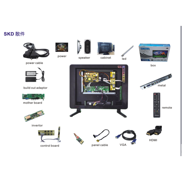 TV LED de tela plana de 15, 17, 19, 19.5, 21.5, 23.6 polegadas, formato 4:3 e 16:9, painéis novos, modelo 2019 para África