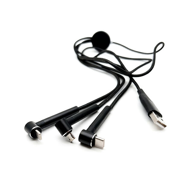 Großhandel Schnellladefähiges, langlebiges USB A USB C Micro USB Kabel, 90 Grad gewinkelt, rechts und links, nylonummantelt