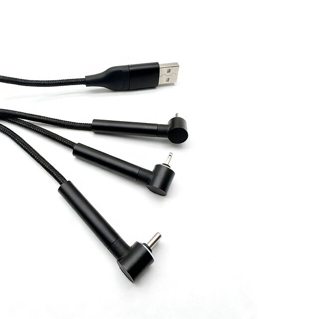 Großhandel Schnellladefähiges, langlebiges USB A USB C Micro USB Kabel, 90 Grad gewinkelt, rechts und links, nylonummantelt