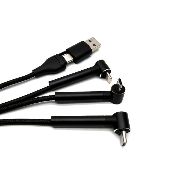 Großhandel Schnellladefähiges, langlebiges USB A USB C Micro USB Kabel, 90 Grad gewinkelt, rechts und links, nylonummantelt