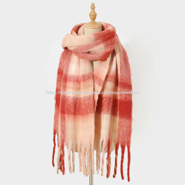 Automne Hiver Extérieur Enveloppes Chaudes Couverture Légère Écharpe, Écharpes à Carreaux Châles avec Glands pour Femme