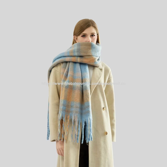 Automne Hiver Extérieur Enveloppes Chaudes Couverture Légère Écharpe, Écharpes à Carreaux Châles avec Glands pour Femme