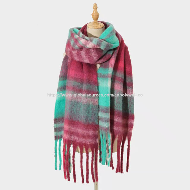 Automne Hiver Extérieur Enveloppes Chaudes Couverture Légère Écharpe, Écharpes à Carreaux Châles avec Glands pour Femme
