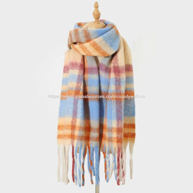 Automne Hiver Extérieur Enveloppes Chaudes Couverture Légère Écharpe, Écharpes à Carreaux Châles avec Glands pour Femme