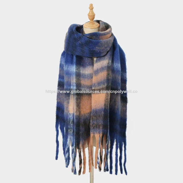 Automne Hiver Extérieur Enveloppes Chaudes Couverture Légère Écharpe, Écharpes à Carreaux Châles avec Glands pour Femme