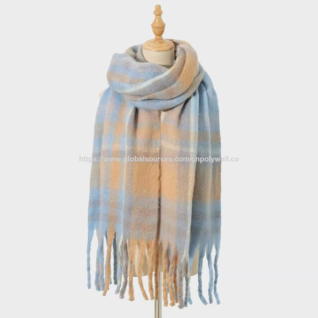 Automne Hiver Extérieur Enveloppes Chaudes Couverture Légère Écharpe, Écharpes à Carreaux Châles avec Glands pour Femme