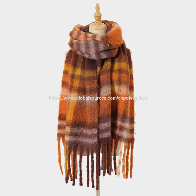 Automne Hiver Extérieur Enveloppes Chaudes Couverture Légère Écharpe, Écharpes à Carreaux Châles avec Glands pour Femme