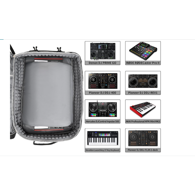 ODM DJ-Rucksack für Club-Gigs, DJ-Mixer-Case kompatibel mit Pioneer DJ DDJ-REV1, DJ-Controller, Novation Launchkey 37-Tasten-Keyboard