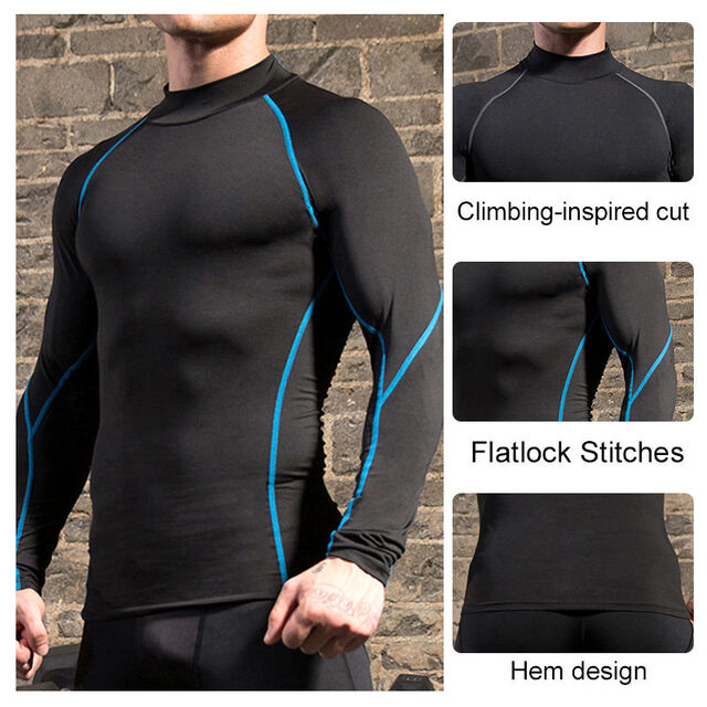Men's Running Shirt Fitness Compression Top Quick-Dry Long Sleeve T-Shirts for Gym Running Muscle Support Moisture-Wicking Fabric