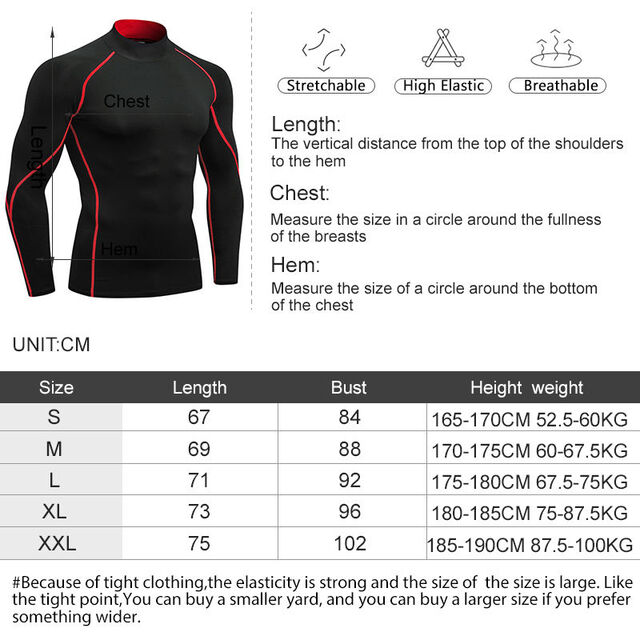 Men's Running Shirt Fitness Compression Top Quick-Dry Long Sleeve T-Shirts for Gym Running Muscle Support Moisture-Wicking Fabric
